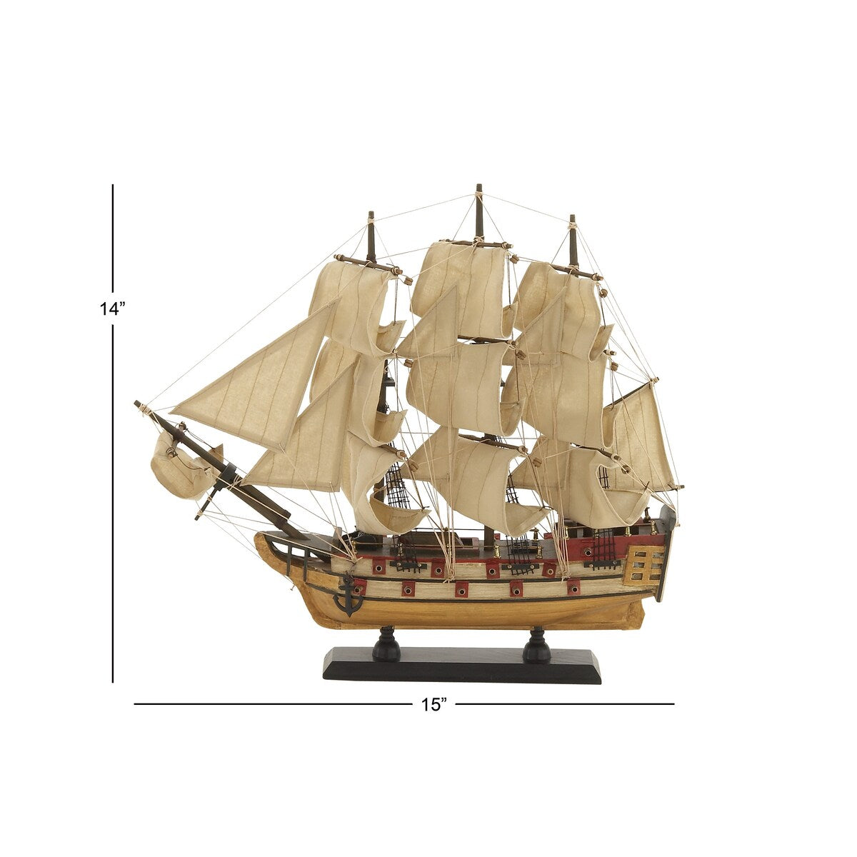 Wood Sail Boat Decorative Sculpture with Lifelike Rigging - Beige - Roche River Decor