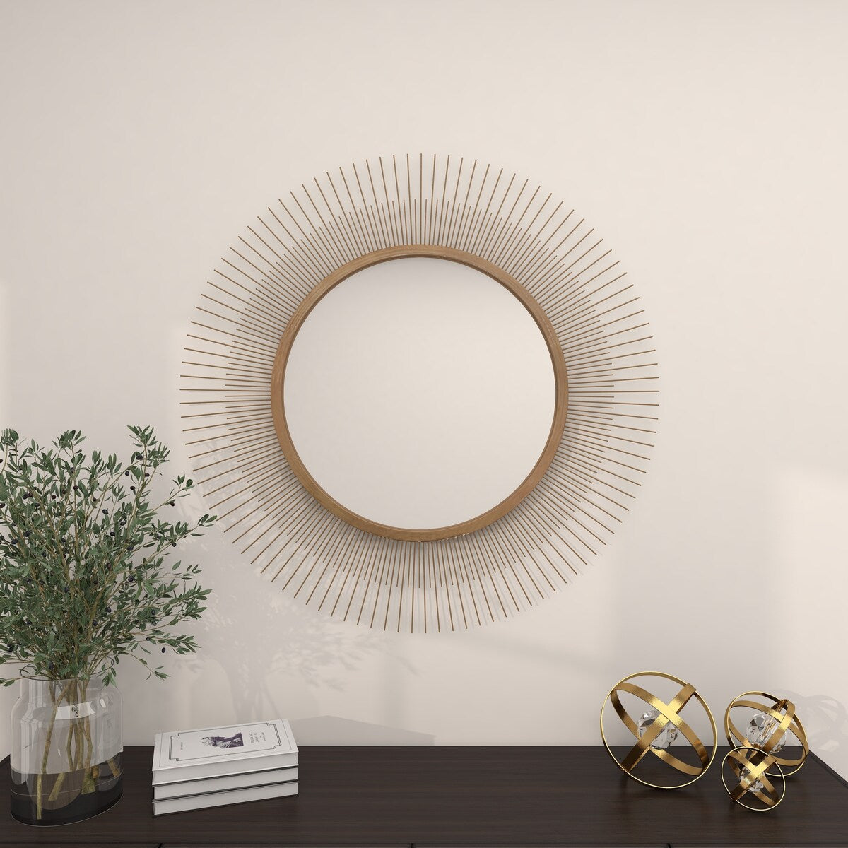 Metal Starburst Room Wall Mirror - Gold - Roche River Decor