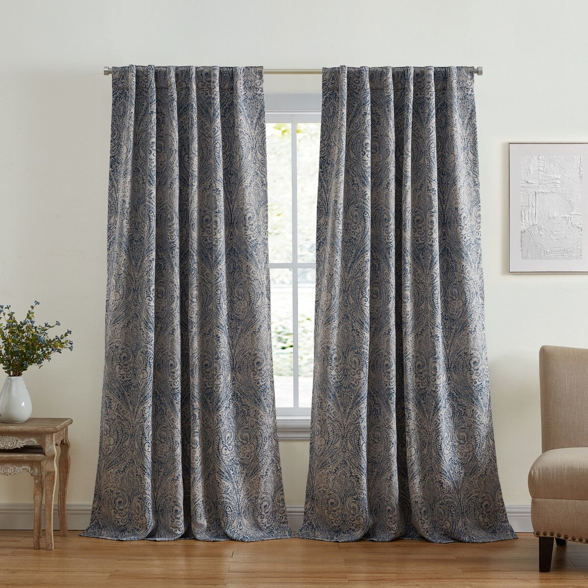 Vittoria Paisley Printed Blackout Curtain Panel