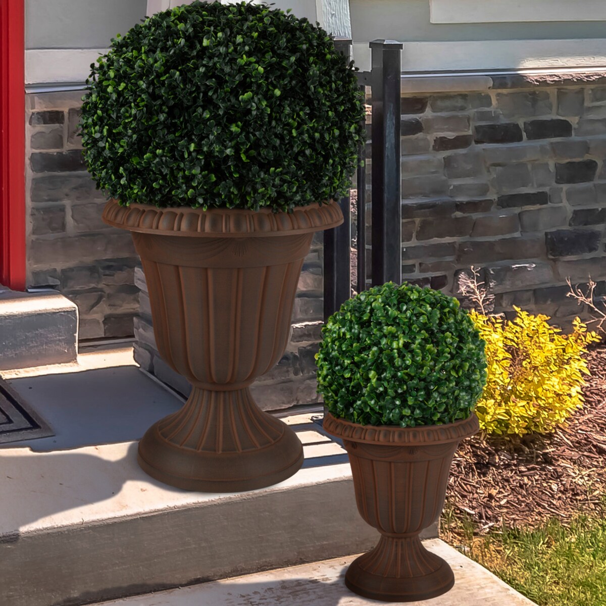 Pure Garden Large and Small Outdoor Urn Planter 2-Pack - Pack of 2