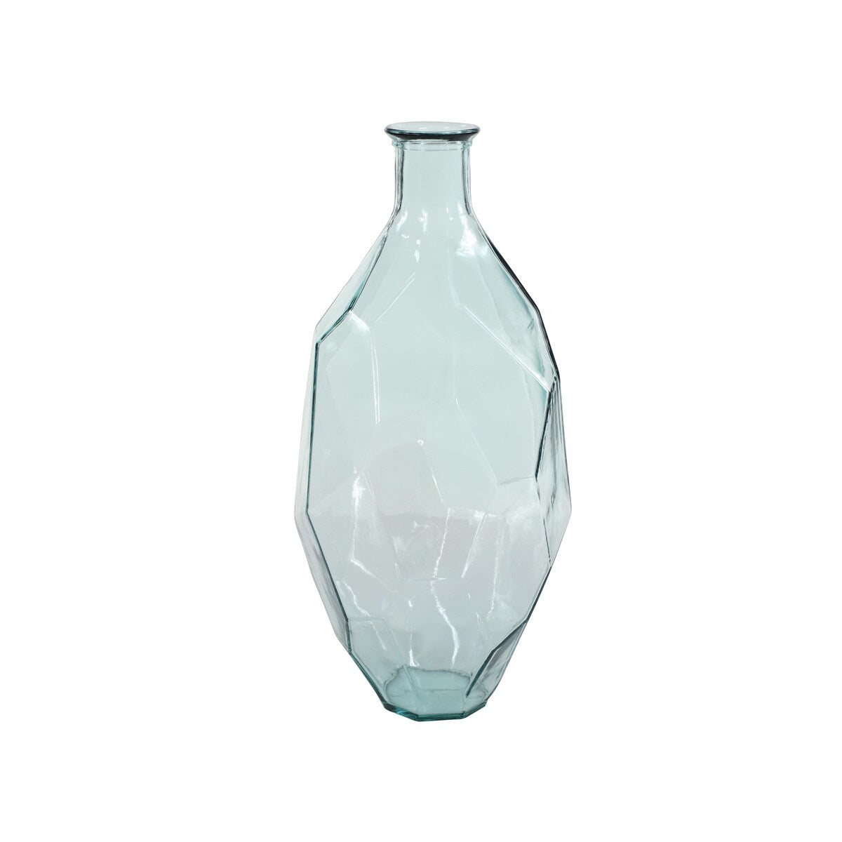 Recycled Glass Handmade Tall Spanish Bottleneck Decorative Vase - Blue or Teal - Roche River Decor