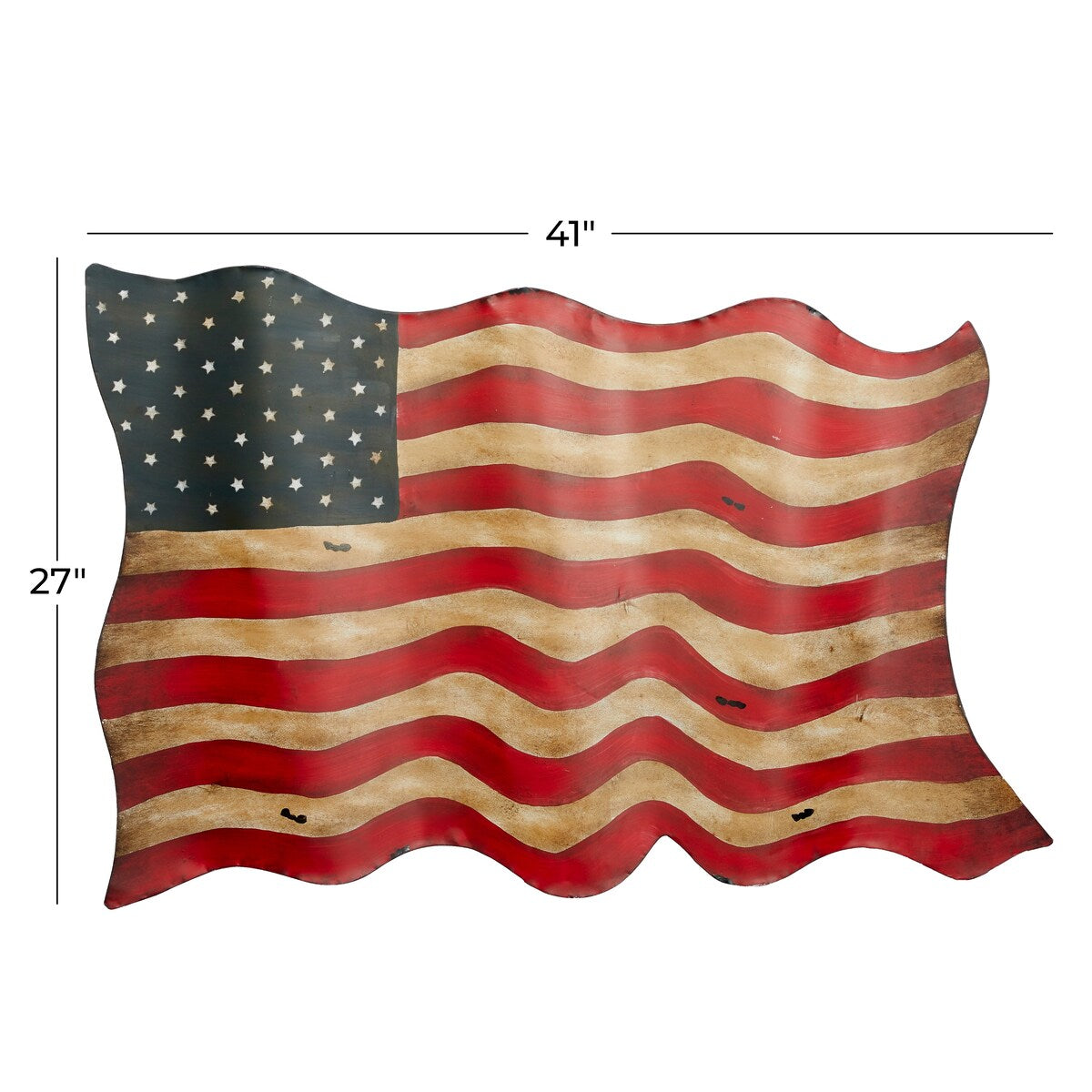 Metal American Flag Indoor Outdoor Home Wall Decor - Red - Roche River Decor