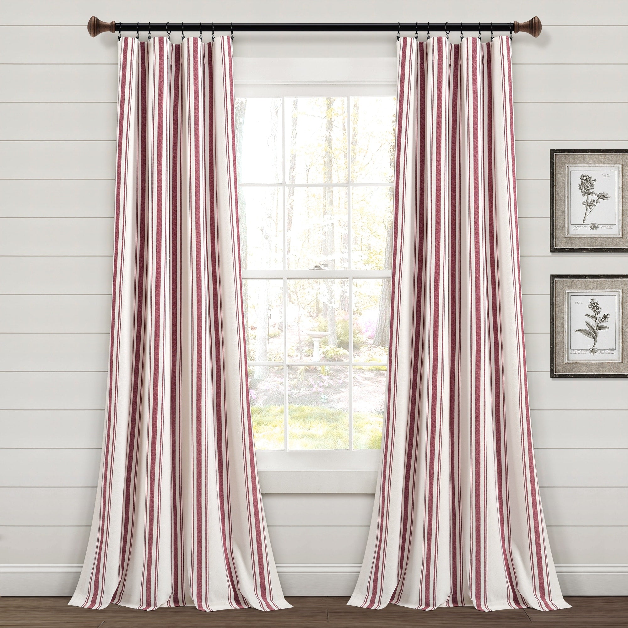 Lush Decor Farmhouse Stripe Yarn Dyed Cotton Window Curtain Panel Pair