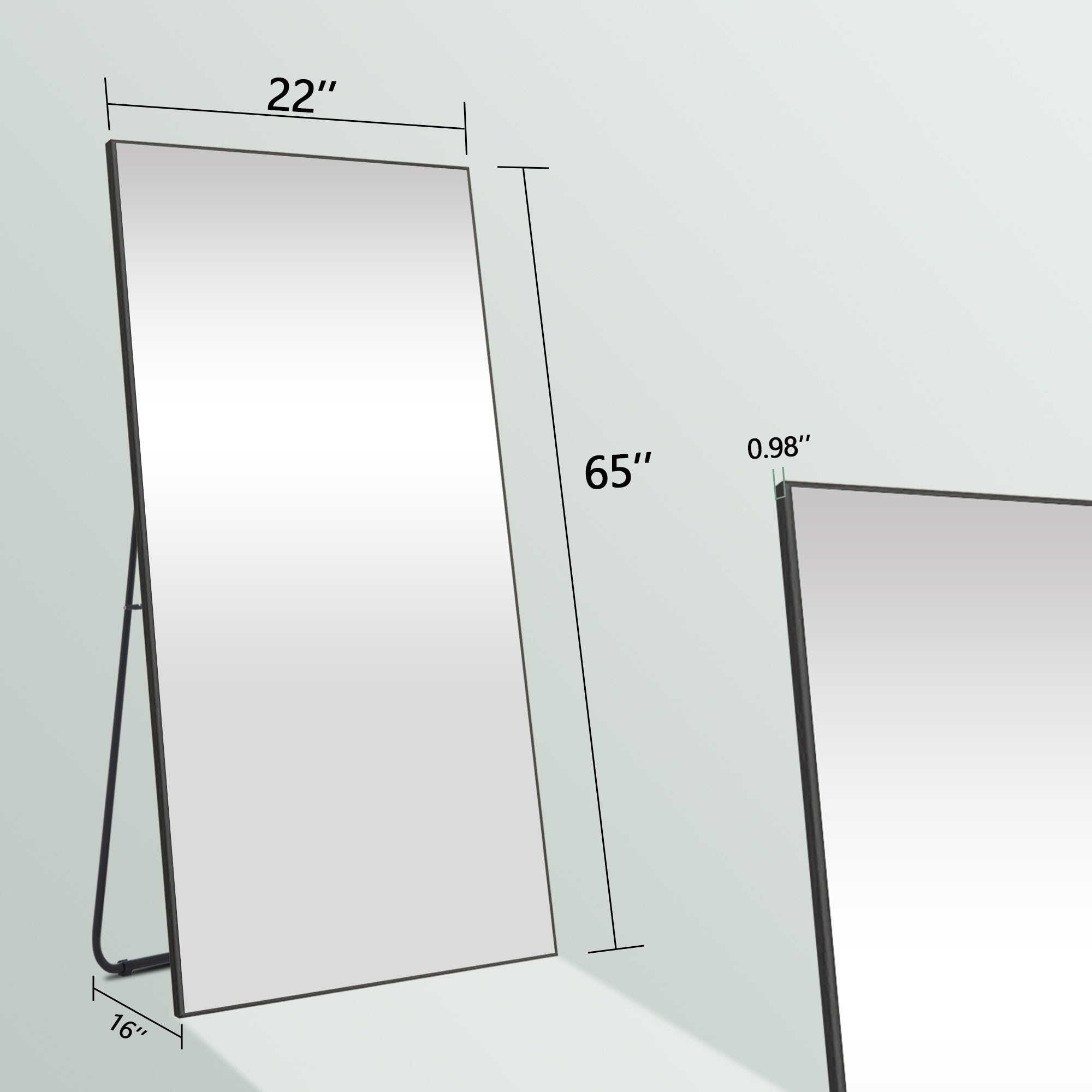 Rectangle Full Length Mirror,Floor Mirror with Stand,Hanging/Leaning