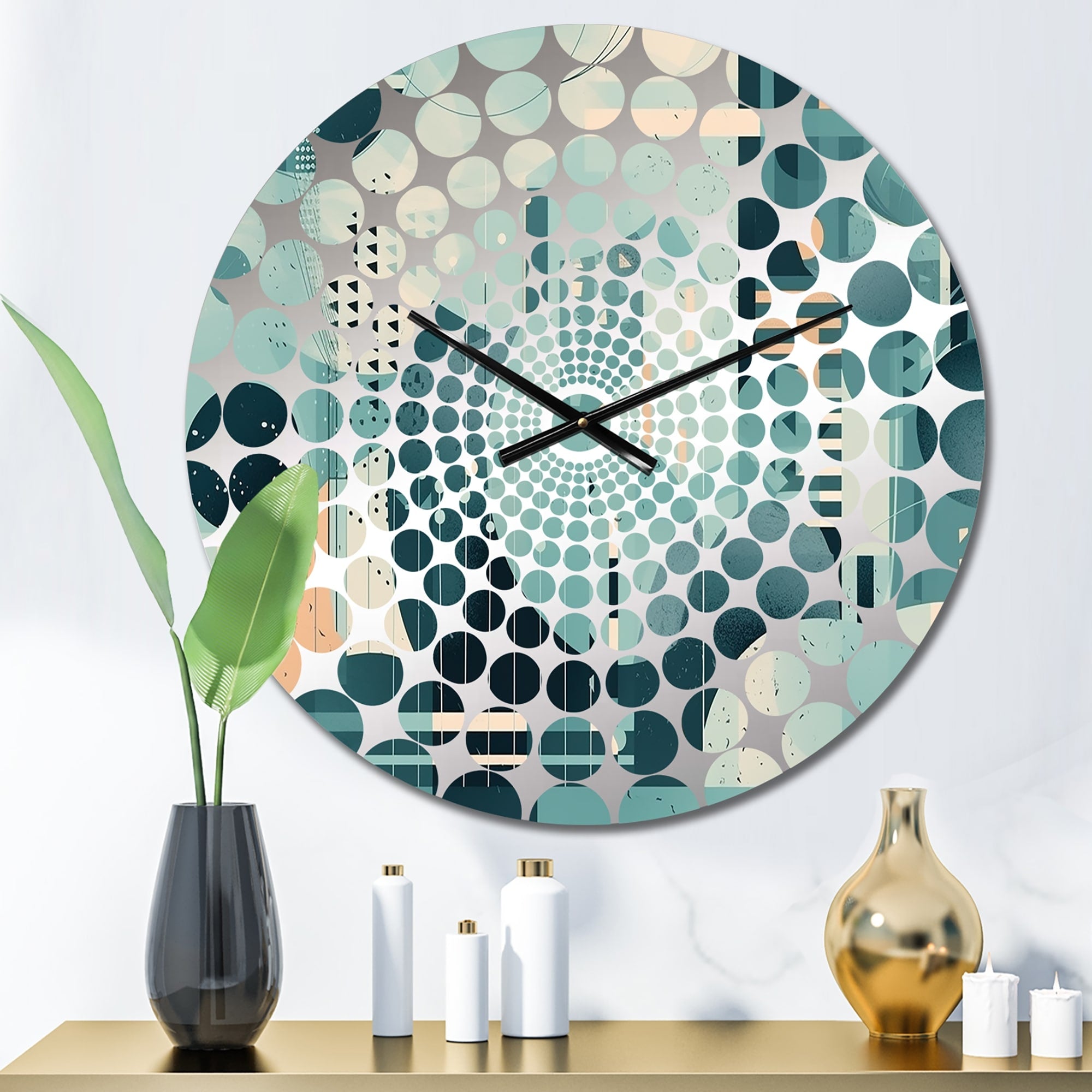 Designart Exploring Abstracted Blue Forms Blue Abstract Geometric Clocks Modern Oversized Wall Clocks For Entryway