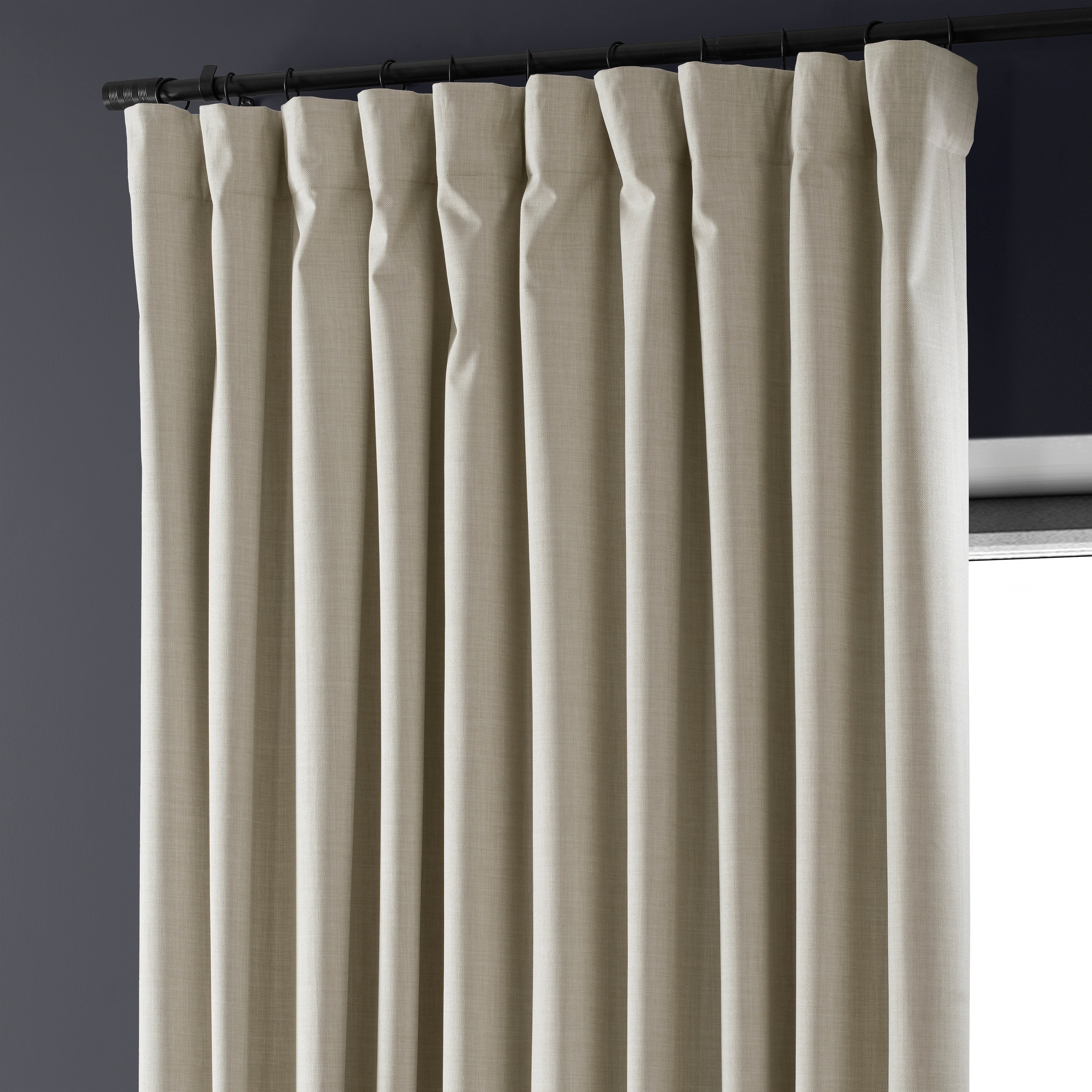 Exclusive Fabrics Extra Wide Performance Linen Blackout Curtains (1 Panel) Thermal Insulated Window Curtains