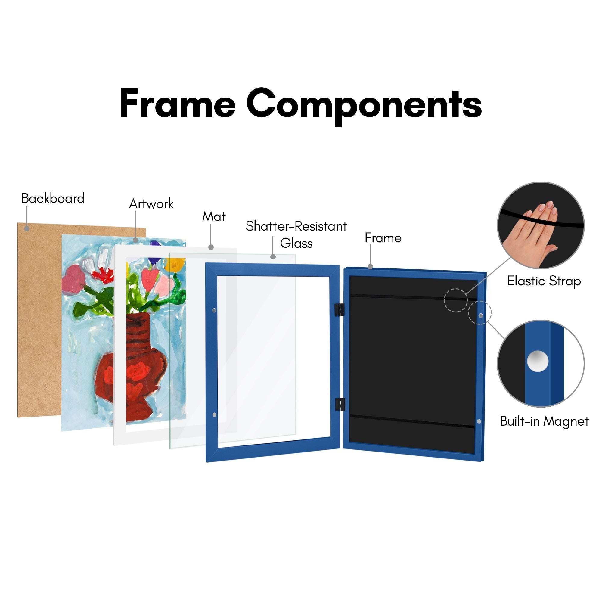 Americanflat 10x12.5 Front-loading Kids Art Frame with Mat