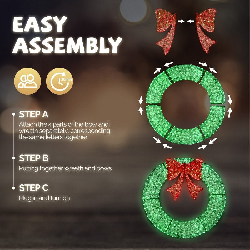 Pre-Lit Outdoor Christmas Wreath Decoration