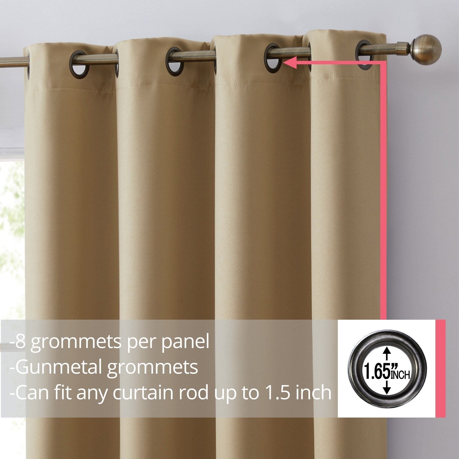 HLC.me Laurance 100% Blackout Curtains - Thermal Insulation Energy Efficient Grommet Window Curtains, Set of 2