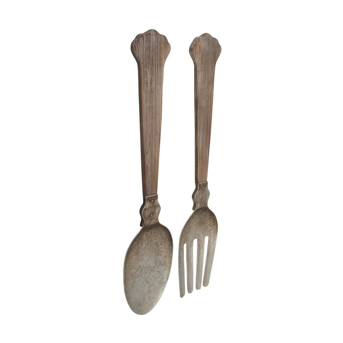 Metal Utensils Spoon and Fork Home Wall Decor - Set of 2 Brown - Roche River Decor