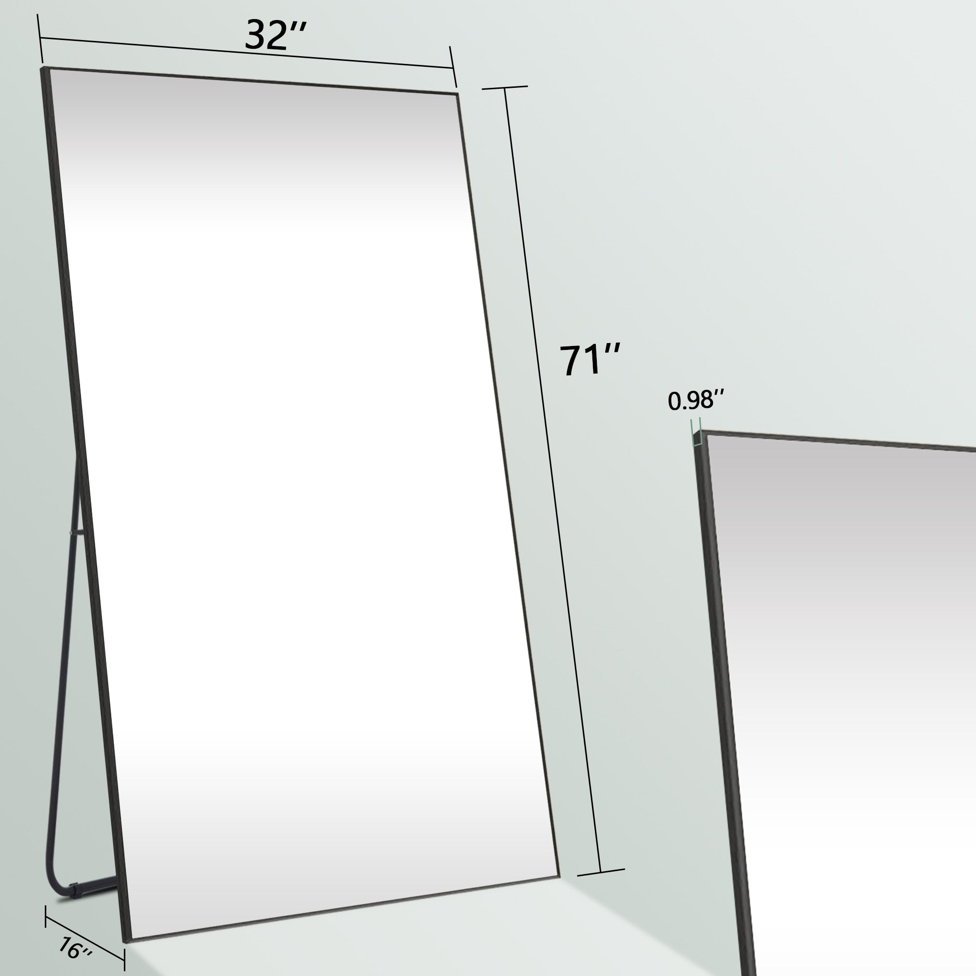 Rectangle Full Length Mirror,Floor Mirror with Stand,Hanging/Leaning