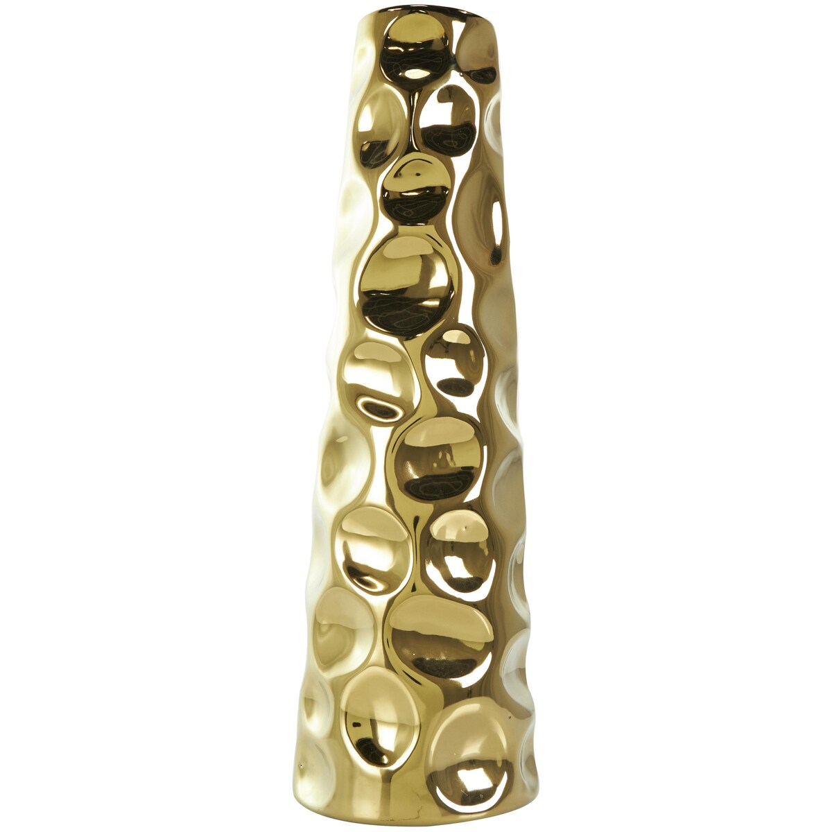 Ceramic Geometric Bubble Decorative Vase with Concaved Circles - Gold or Silver - Roche River Decor