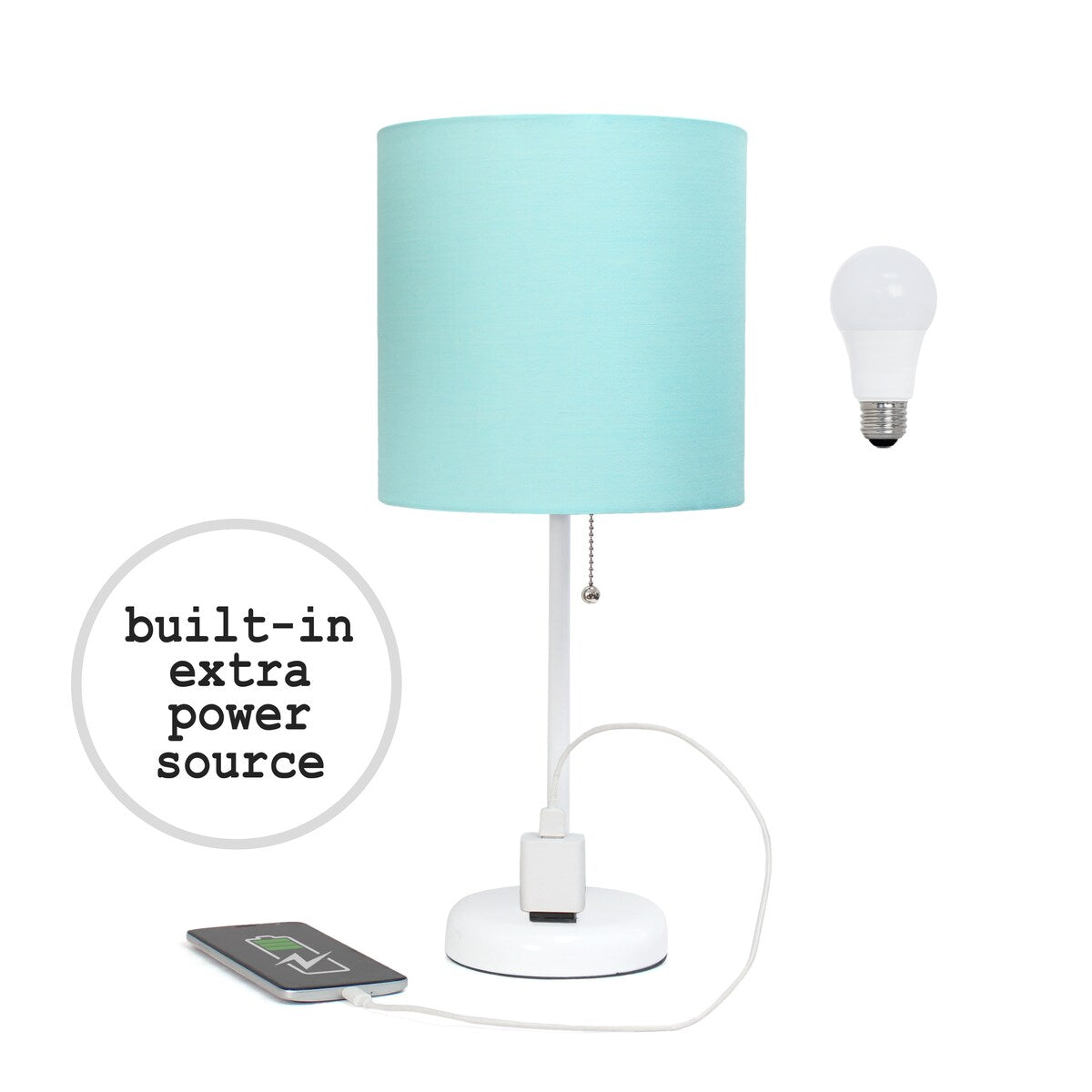 Simple Designs 9.5 Desk Lamp with Charging Outlet and LED Bulb Included - 19.50