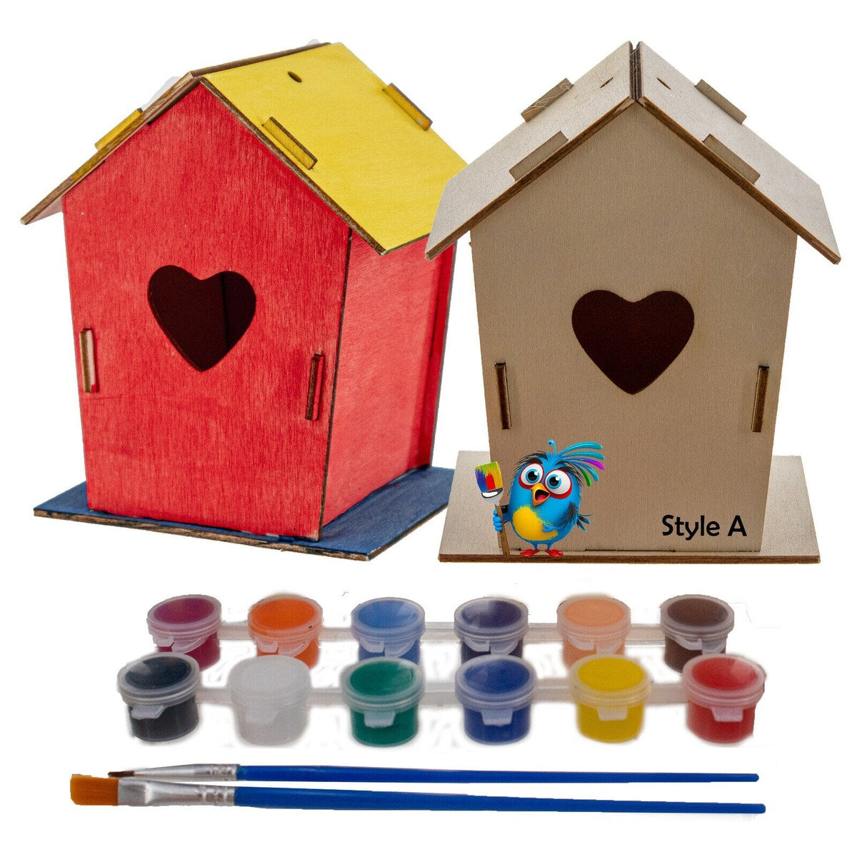 DIY Birdhouse Homemade Wooden - Build Your Own Bird House w/ Easy Painting Kit