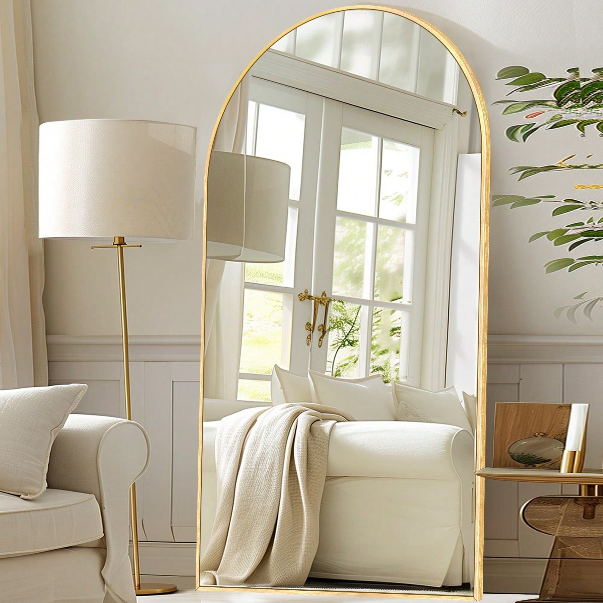 Modern Arched Full Length Aluminum Alloy Floor Mirror Standing Mirror