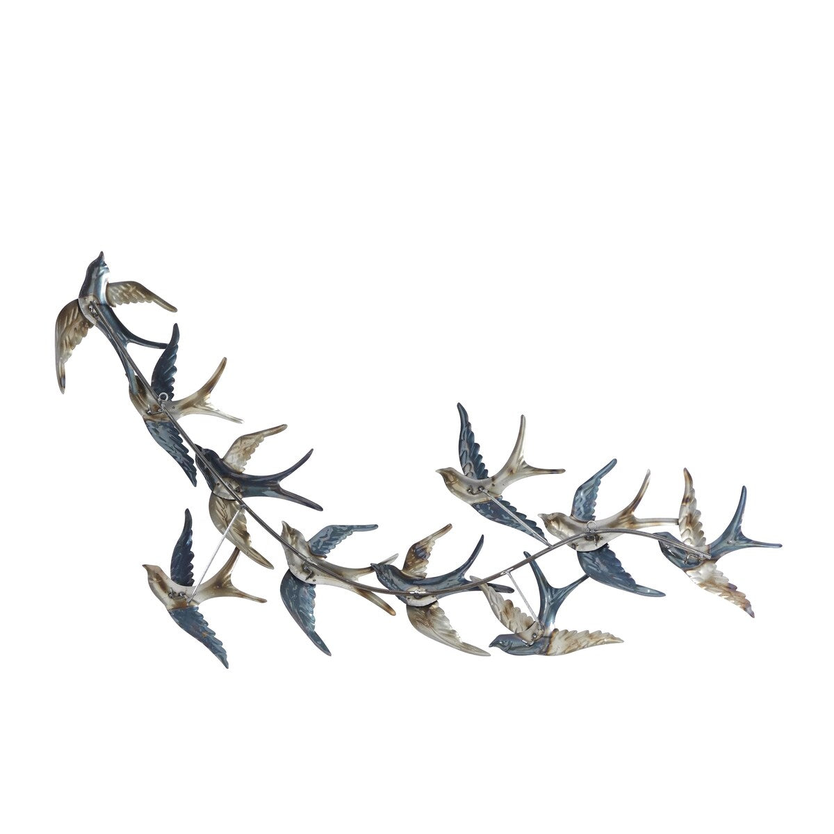 Metal Bird Flying Flock Of Home Wall Decor - Blue - Roche River Decor