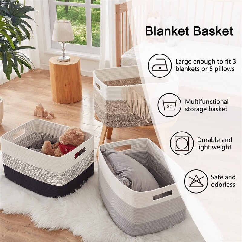 Large Blanket Basket - 17D x 22W x 12H