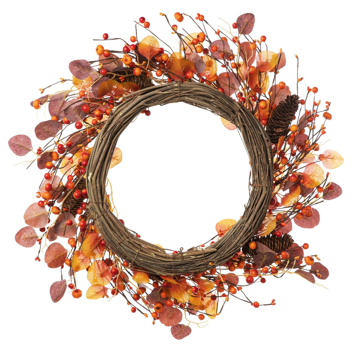 Glitzhome 22D Fall Eucalyptus Berry Wreath for Thanksgiving