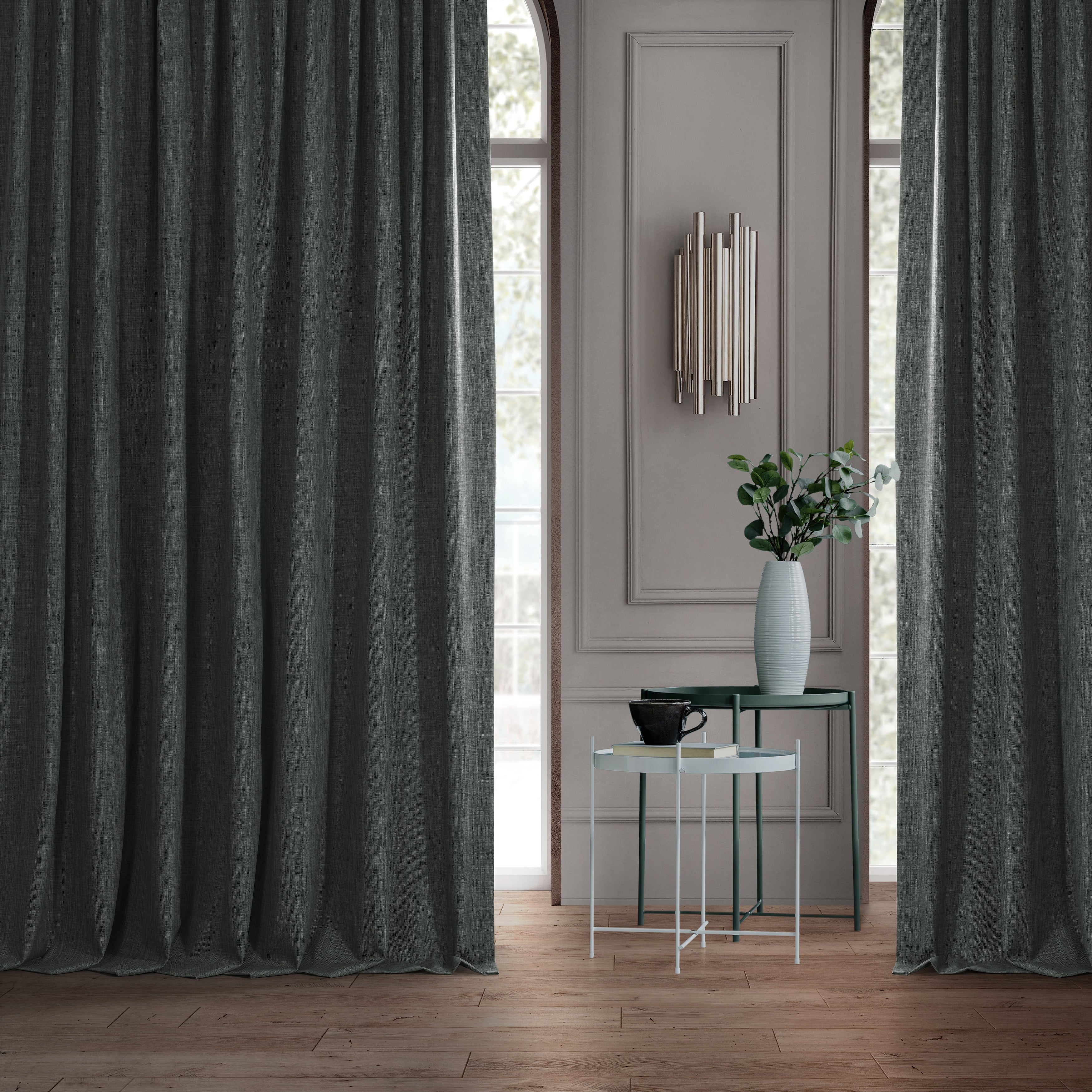 Exclusive Fabrics Extra Wide Performance Linen Blackout Curtains (1 Panel) Thermal Insulated Window Curtains