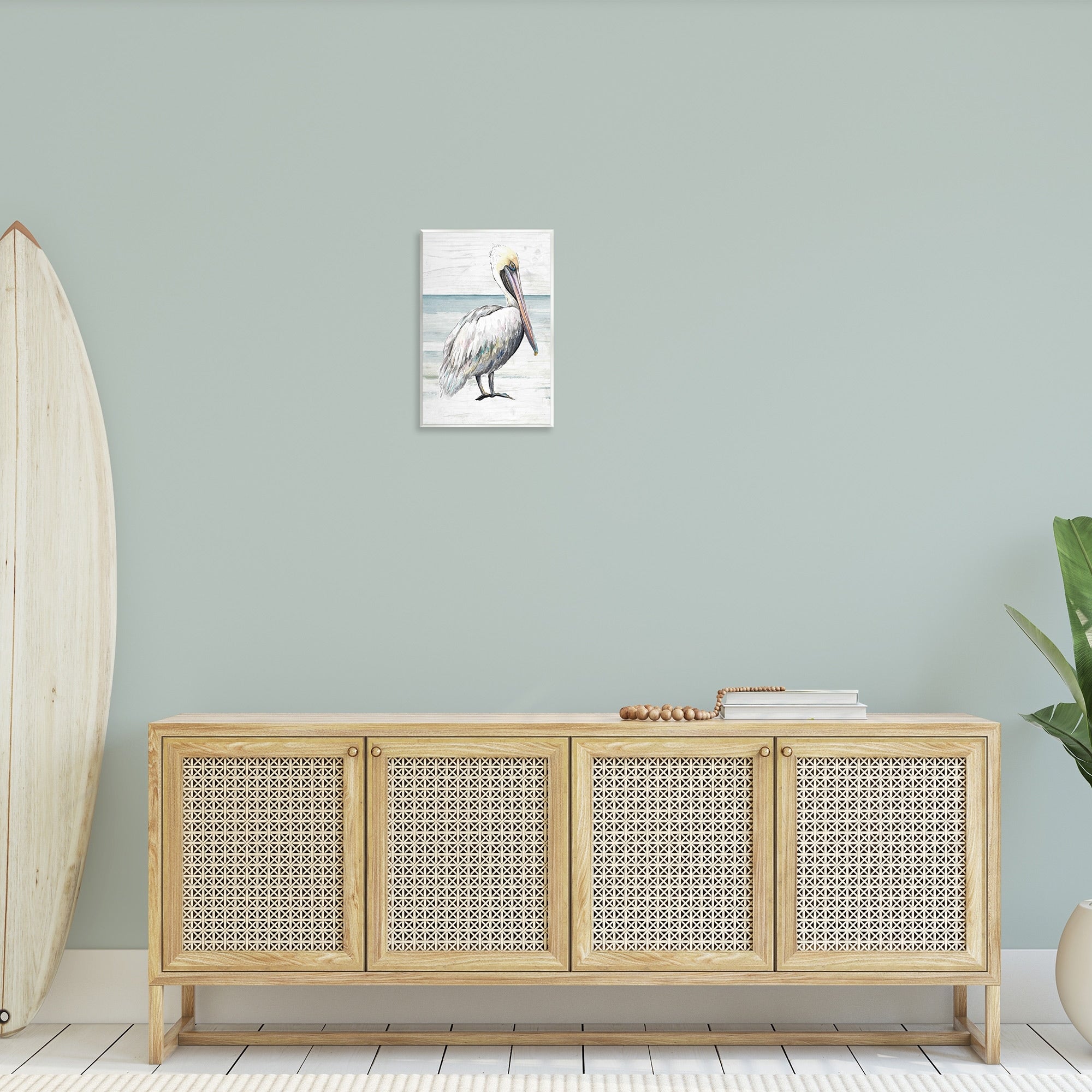 Stupell Rustic Pelican Bird Beach Shoreline Portrait Wood Wall Art, Design by Patricia Pinto