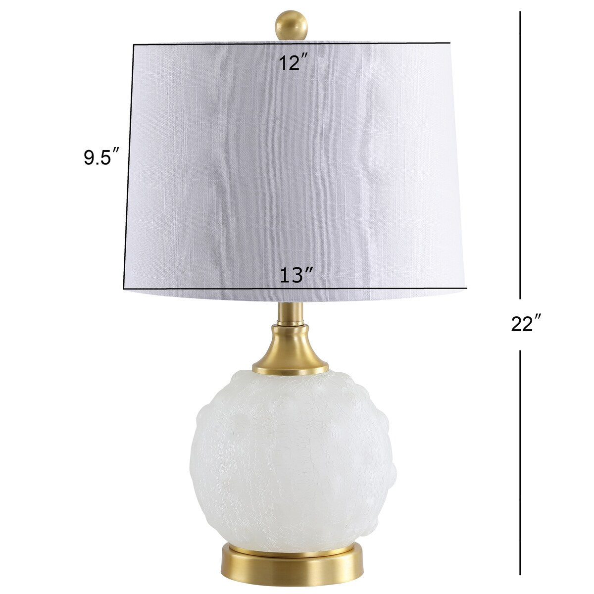 Ilsa 22 Dotted Glass/Metal LED Table Lamp, White/Brass Gold by JONATHAN Y