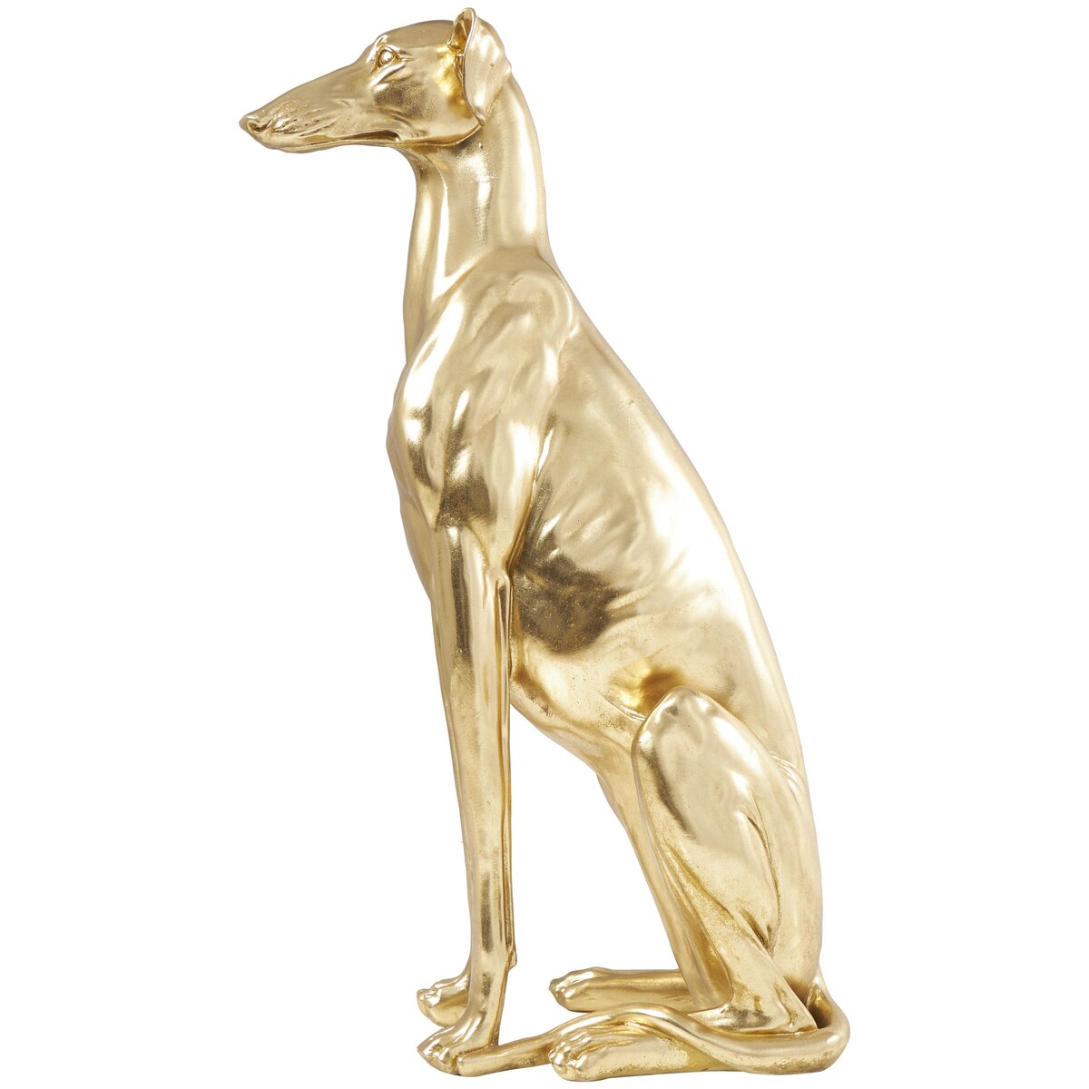 Resin Dog Sitting Greyhound Decorative Sculpture - Gold - Roche River Decor