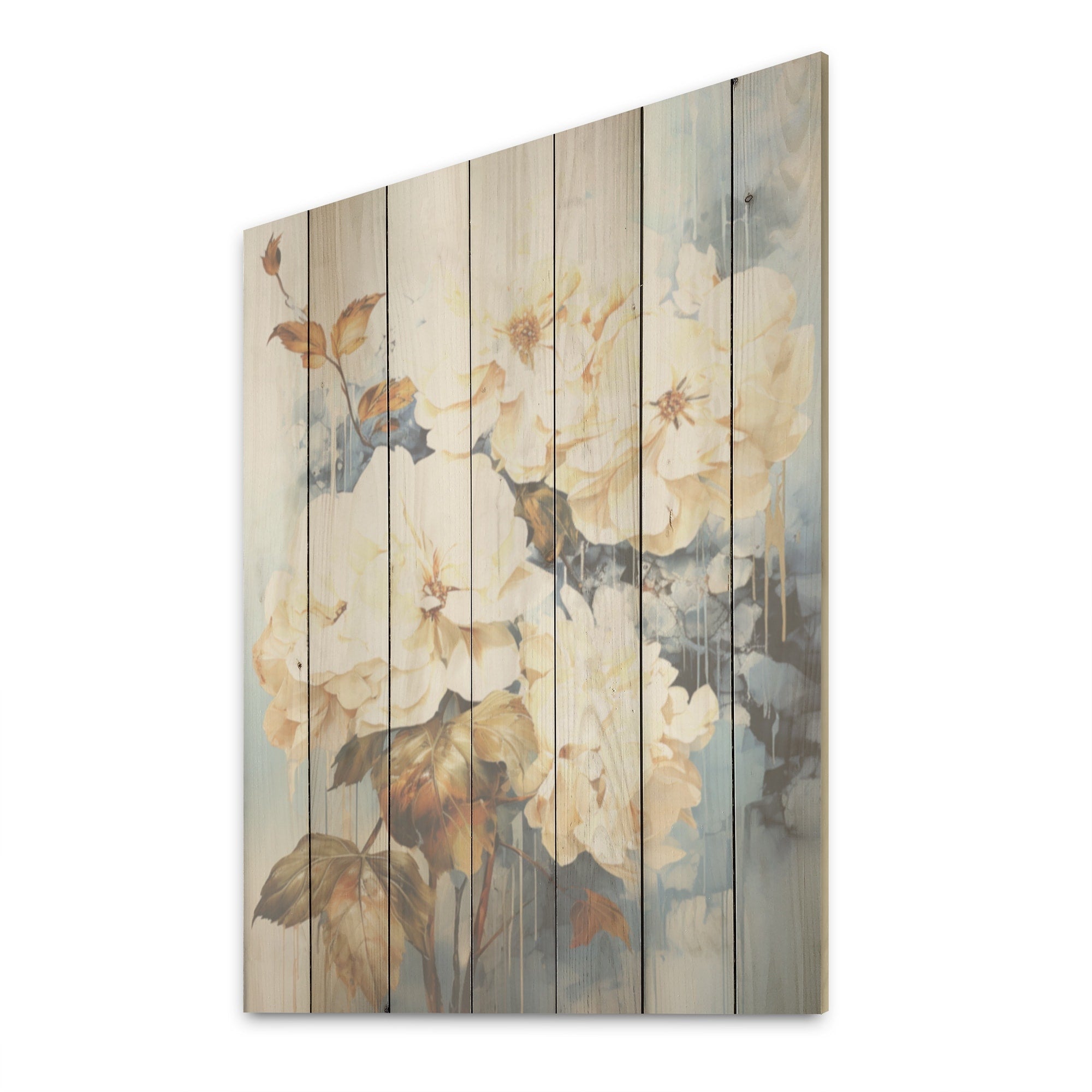 Designart Minimal Beige Hydrangea Grace Hydrangea Wood Wall Decor Traditional Beige Wood Panel On Natural Pine Wood