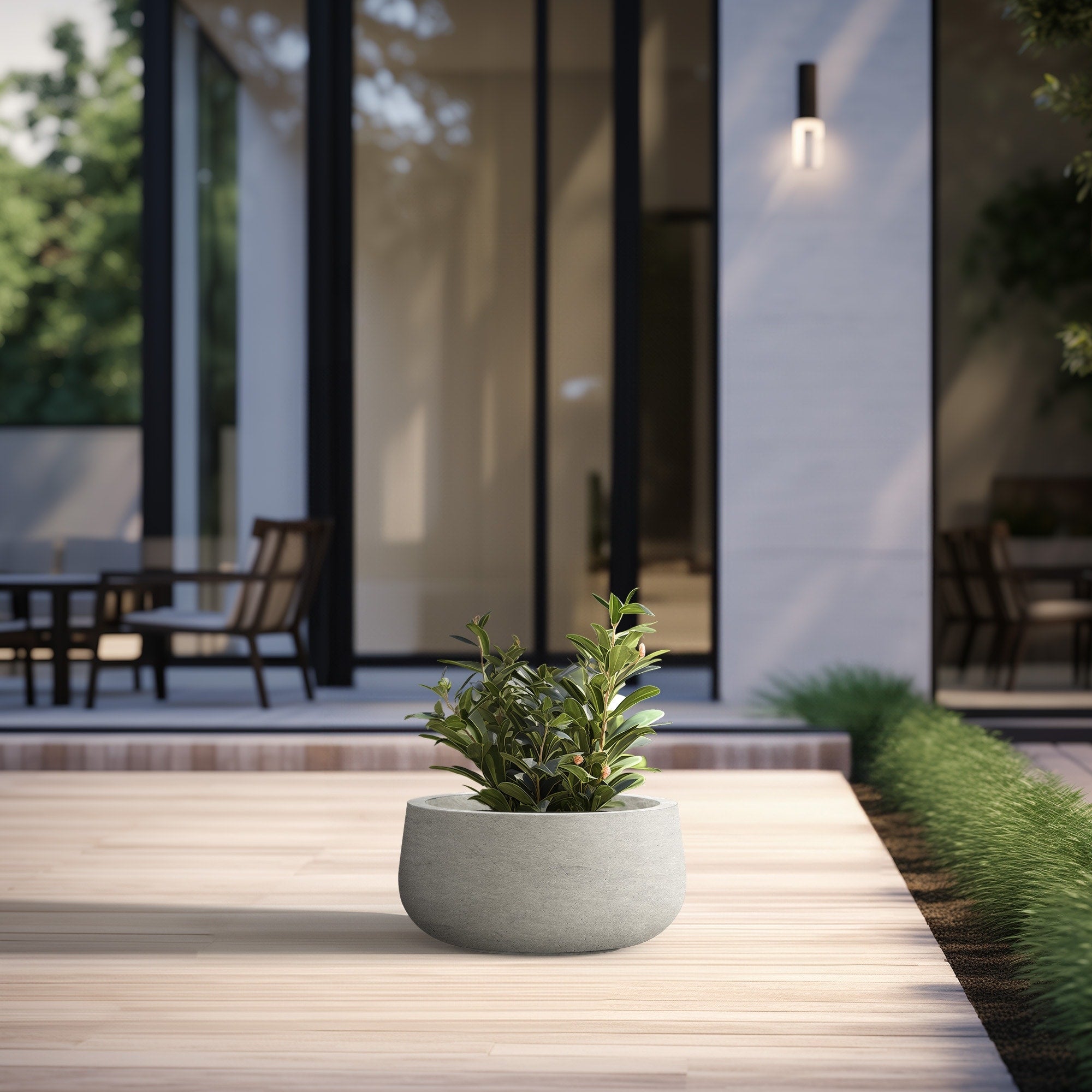 Tall Concrete Round Plant Pots / Large Indoor and Outdoor flower Planters