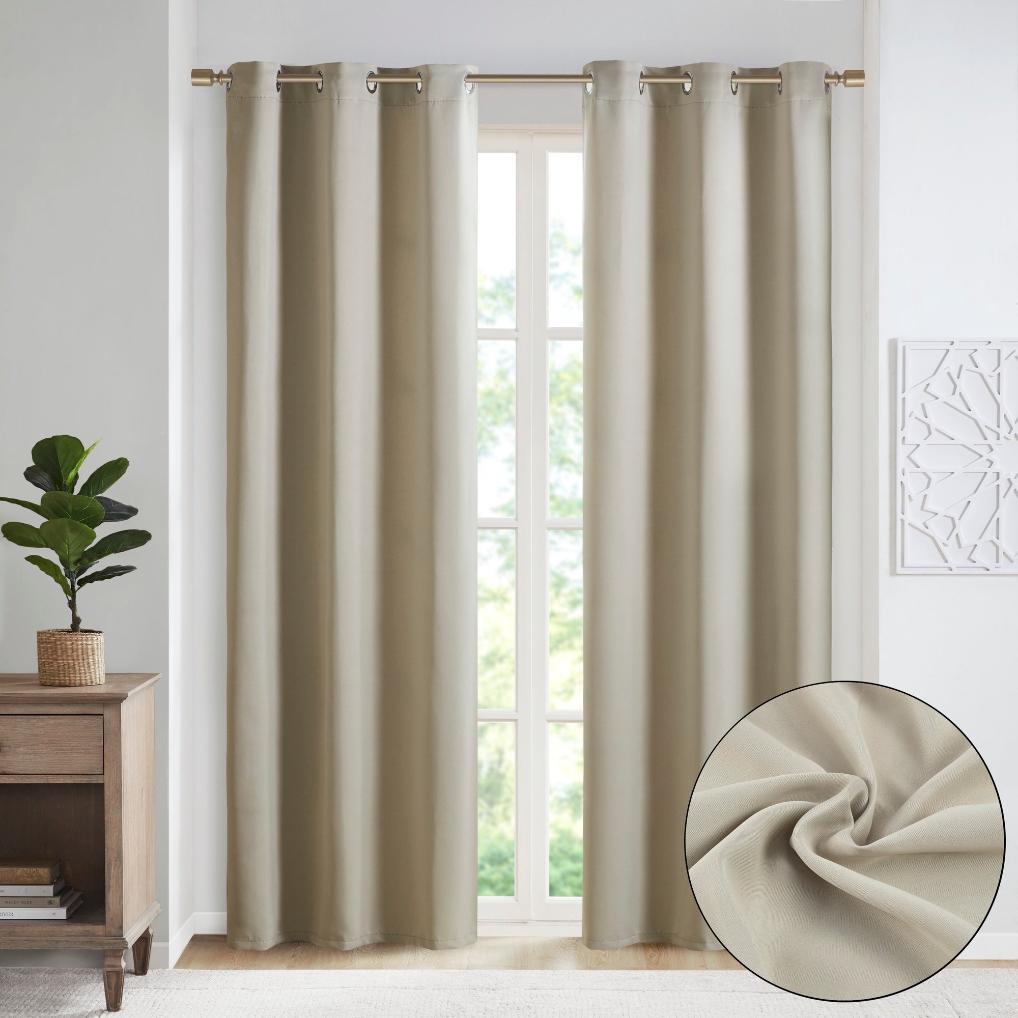 SunSmart Brent Solid Blackout Triple Weave Grommet Top Curtain Panel Pair