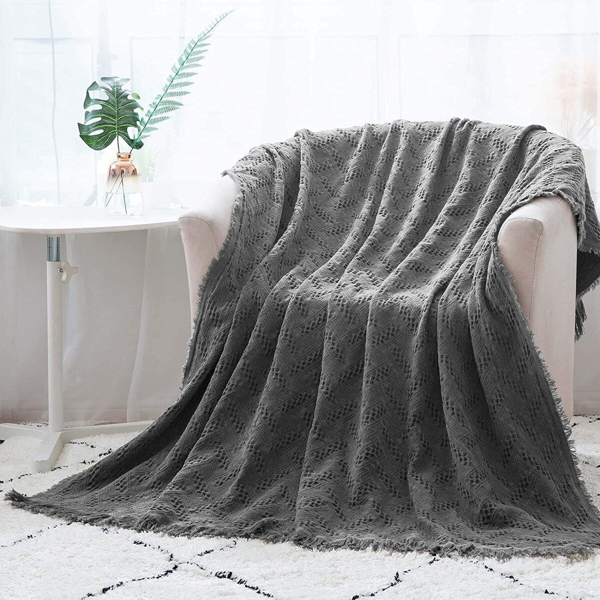 KASENTEX Cotton Ultra Soft Throw Blanket Lightweight Breathable for Couch Sofa Bed All Season