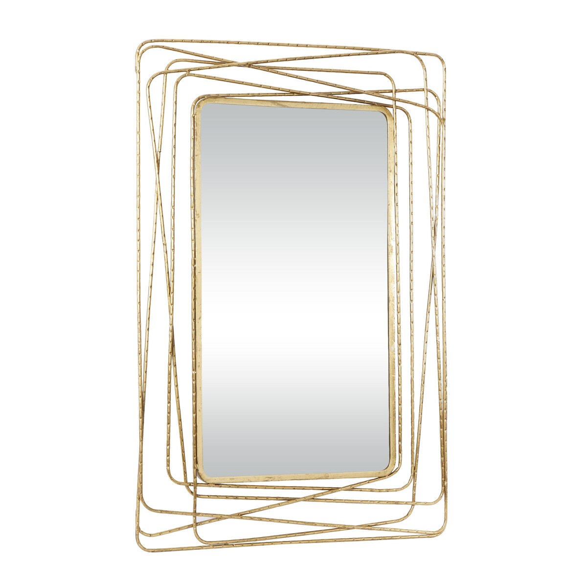 Metal Room Wall Mirror with Thin Metal Rectangle Frame - Gold - Roche River Decor