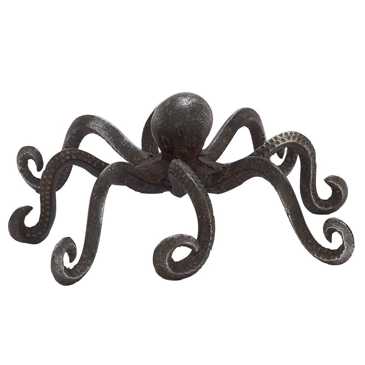 Metal Octopus Decorative Sculpture with Long Tentacles and Suctions Detailing - Black - Roche River Decor