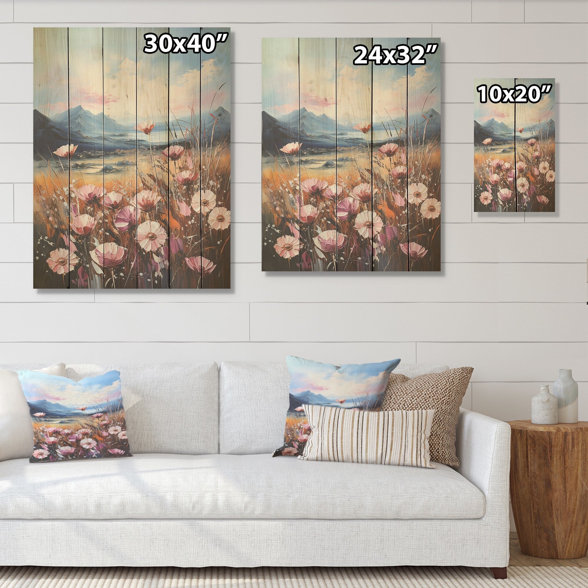 Designart Pink Dandelion Flowers On Lake Flowers Wood Wall Decor - Traditional Pink Wood Panel On Natural Pine Wood