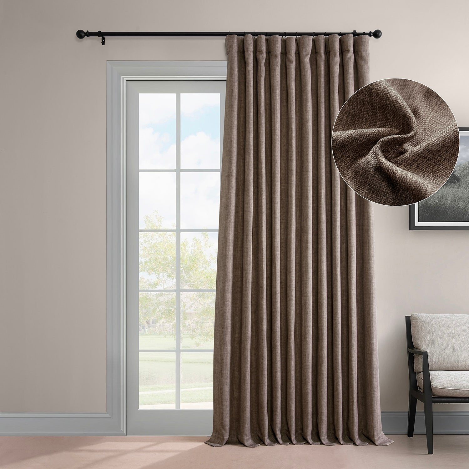 Exclusive Fabrics Faux Linen Extra Wide Room Darkening Curtains (1 Panel)