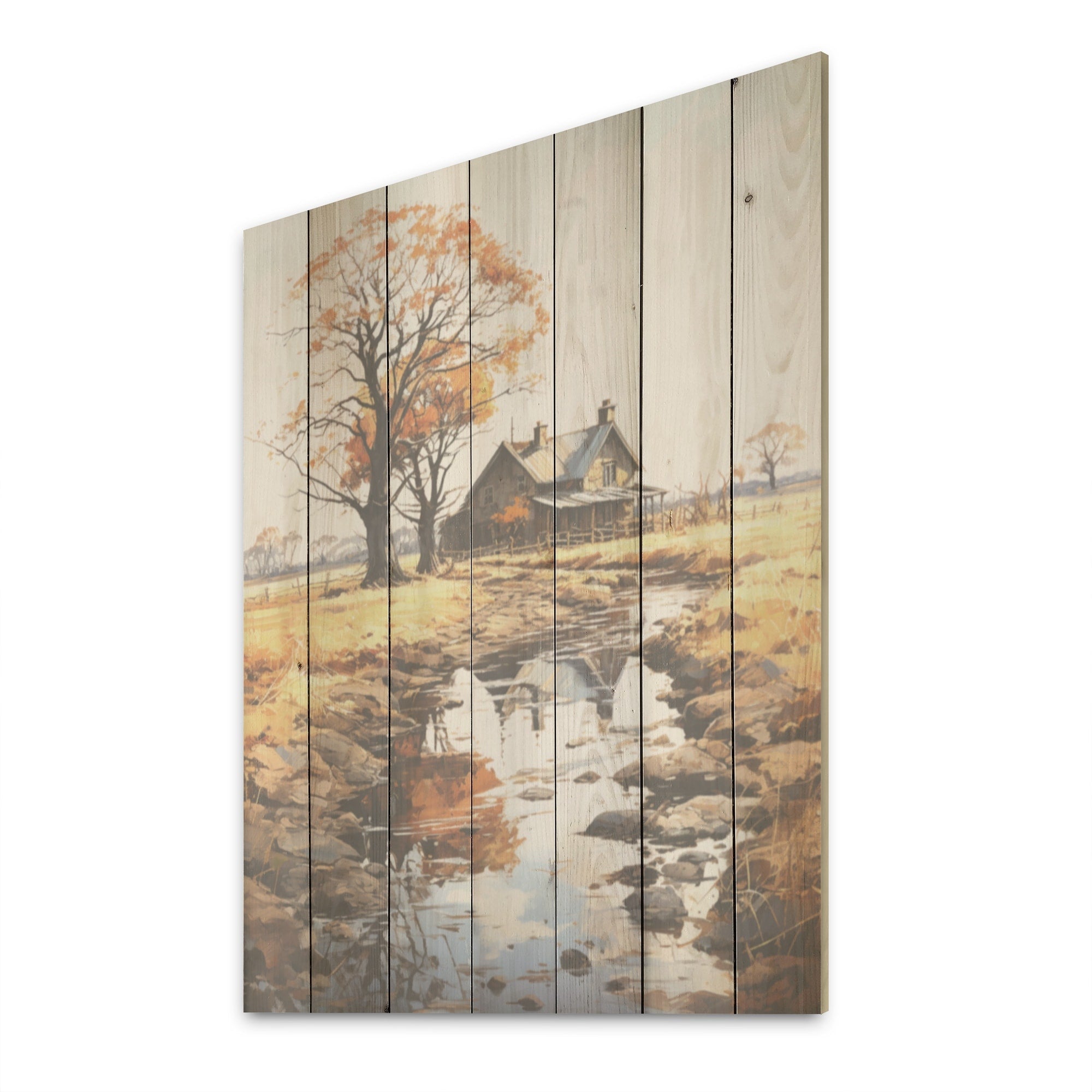 Designart Farmhouse Rustic Retreat I Countryside Wood Wall Decor - Country Brown Wood Panel On Natural Pine Wood