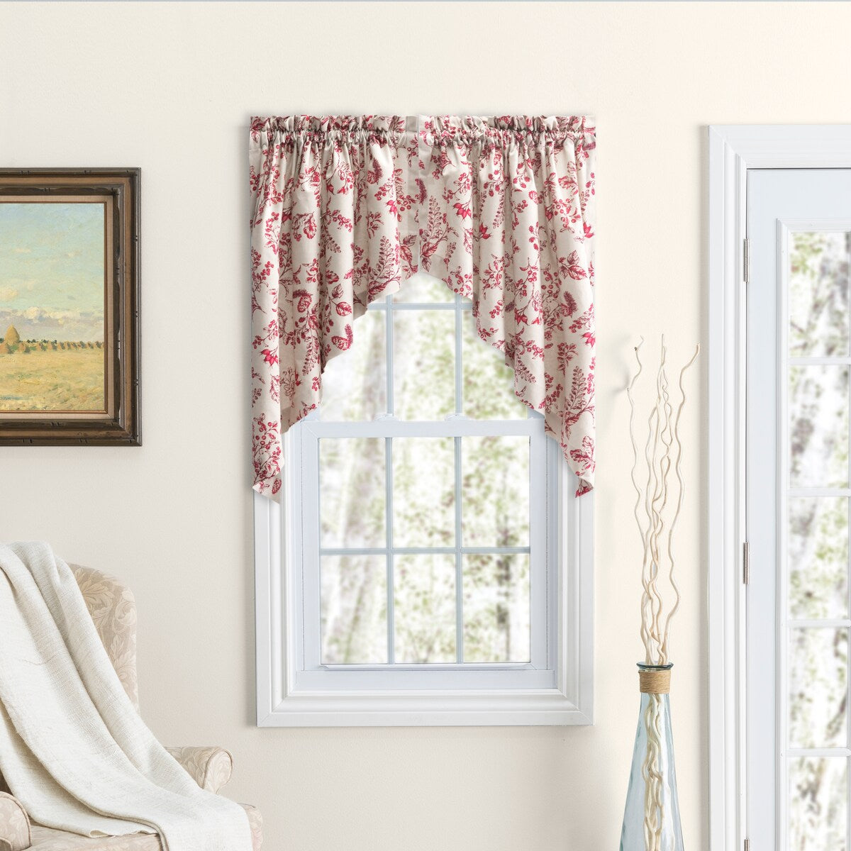 Waverly Gardens Rod Pocket with header Kitchen Curtains - Tier, Swag or Insert Valance (Sold Separately)