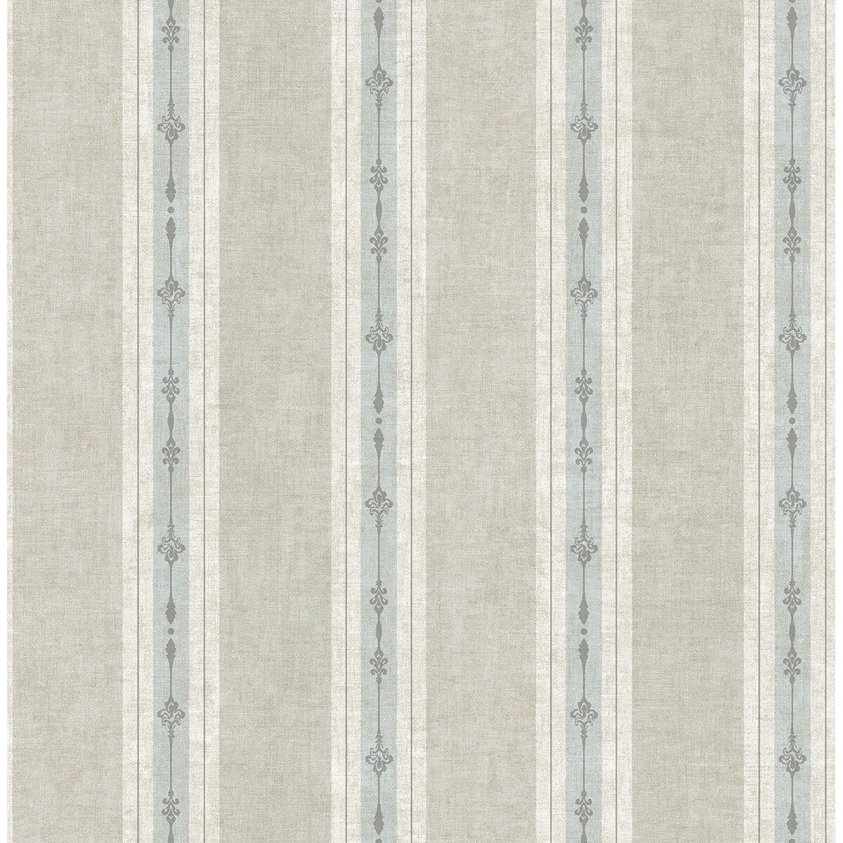 Seabrook Designs Ashlea Fleur De Lis Stripe Unpasted Wallpaper