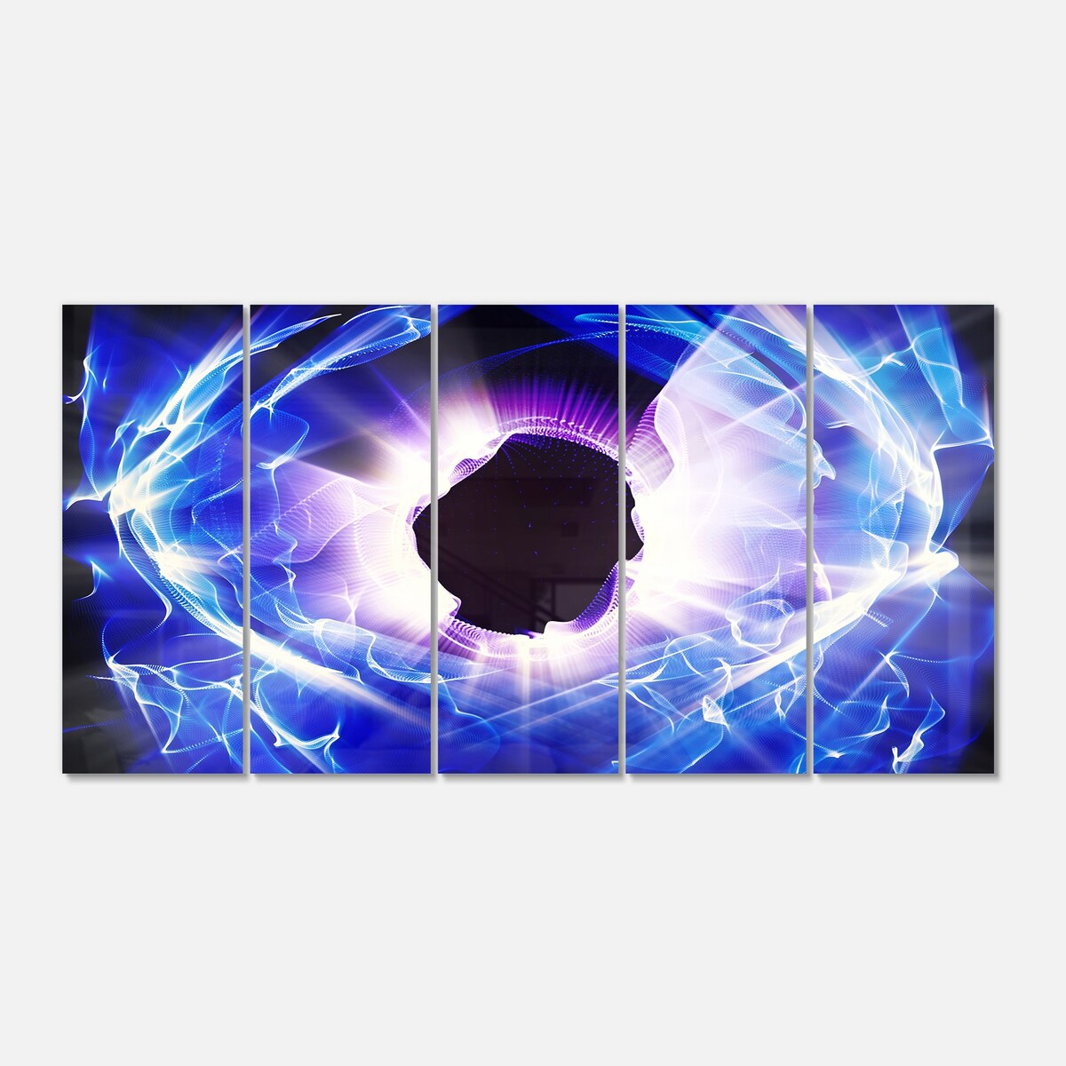 Designart 'Fractal Blue Light Shine' Abstract Digital Art Metal Wall Art