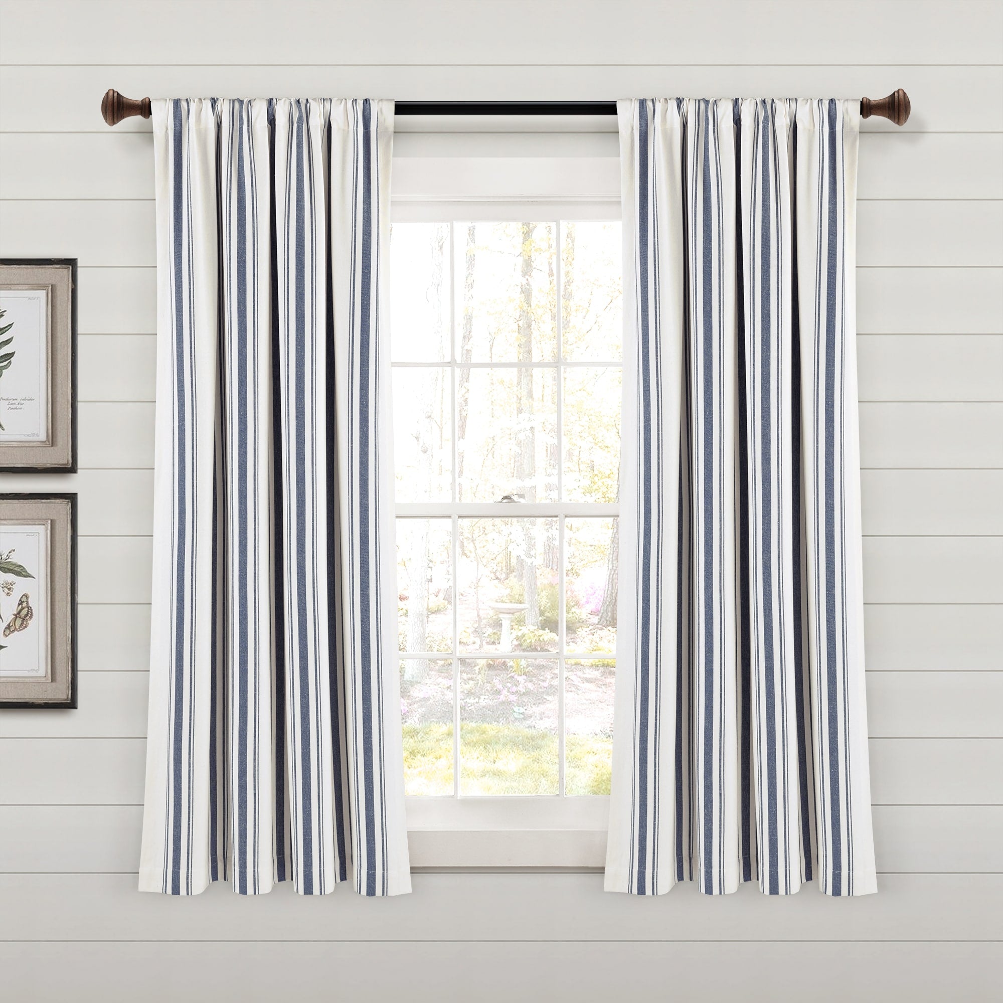 Lush Decor Farmhouse Stripe Yarn Dyed Cotton Window Curtain Panel Pair