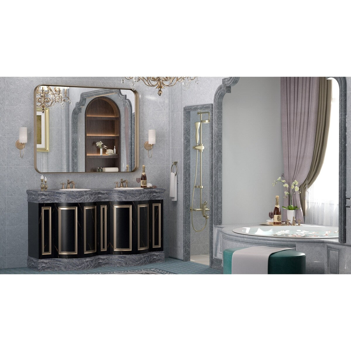 TETOTE Modern Metal Frame Wall Mounted Bathroom Vanity Mirror