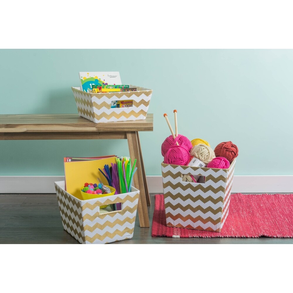 DII Hardsided Chevron Decorative Storage Trapezoid