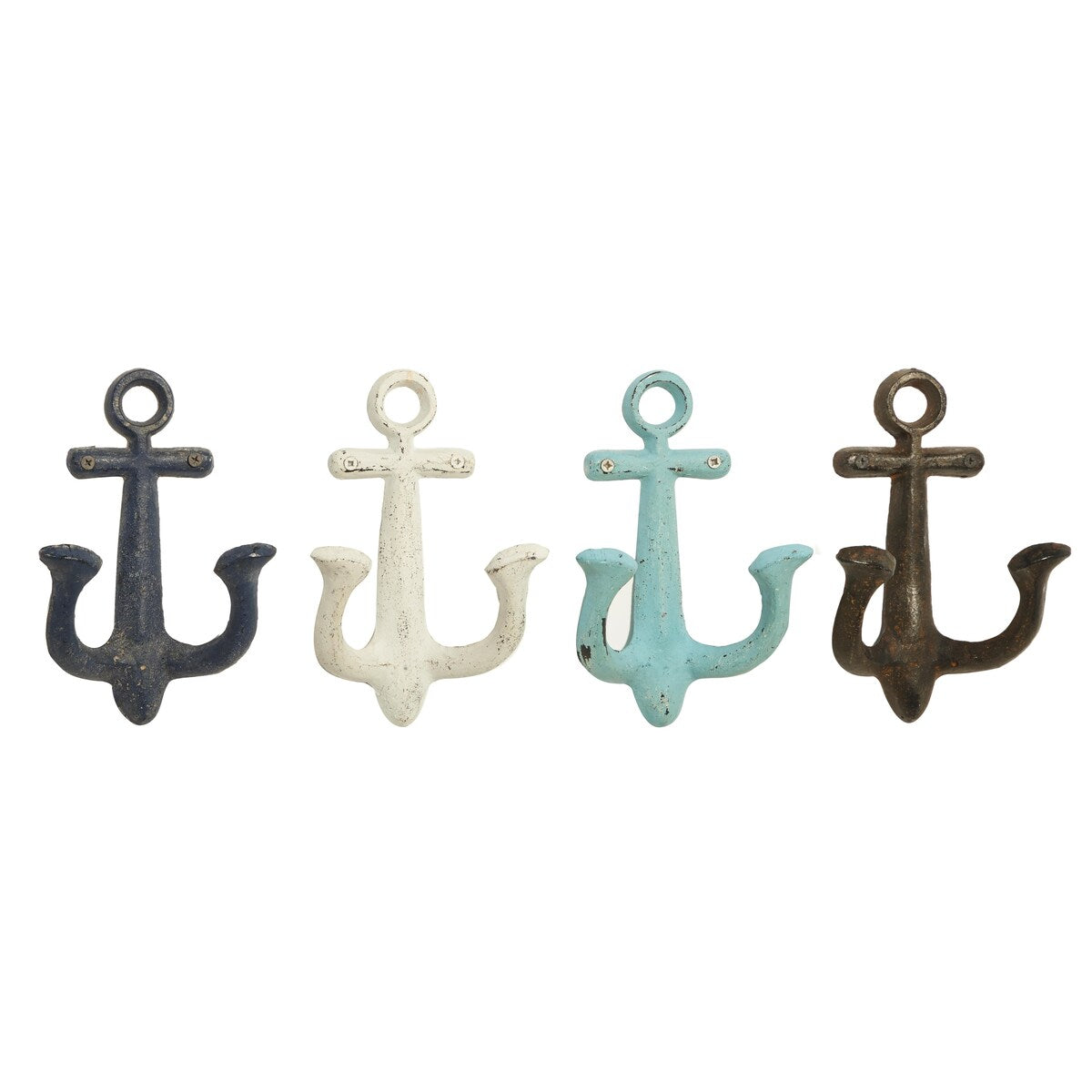 Metal Anchor Single Hanger Wall Hook - Set of 4 Multi Colored - Roche River Decor