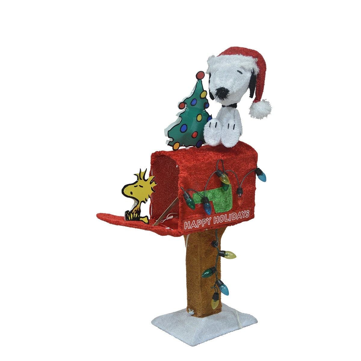 32 Peanuts 3D Pre-lit LED Yard Art Snoopy with Tree on Mailbox