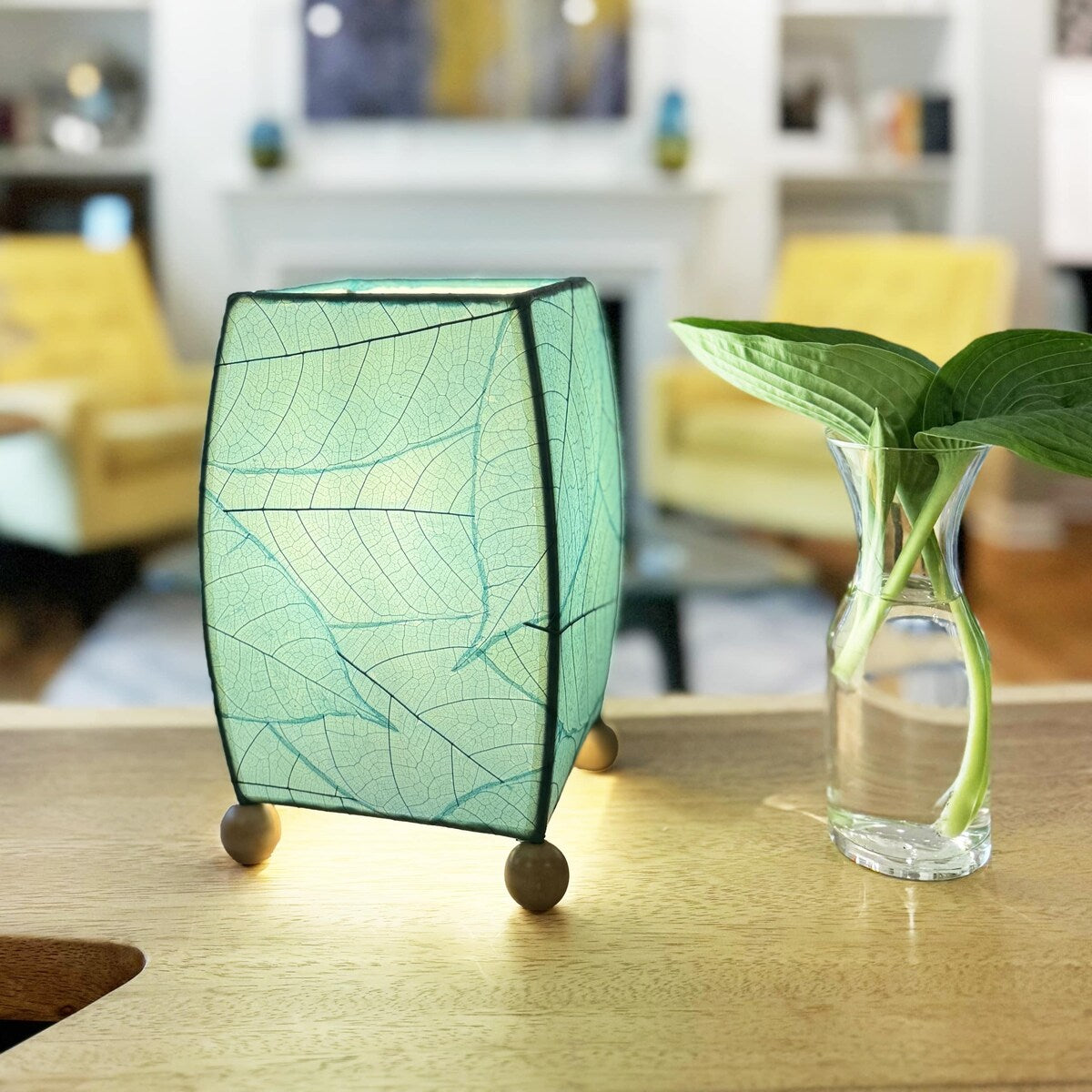 Eangee Handmade Mini Square Cocoa Leaf Lamp