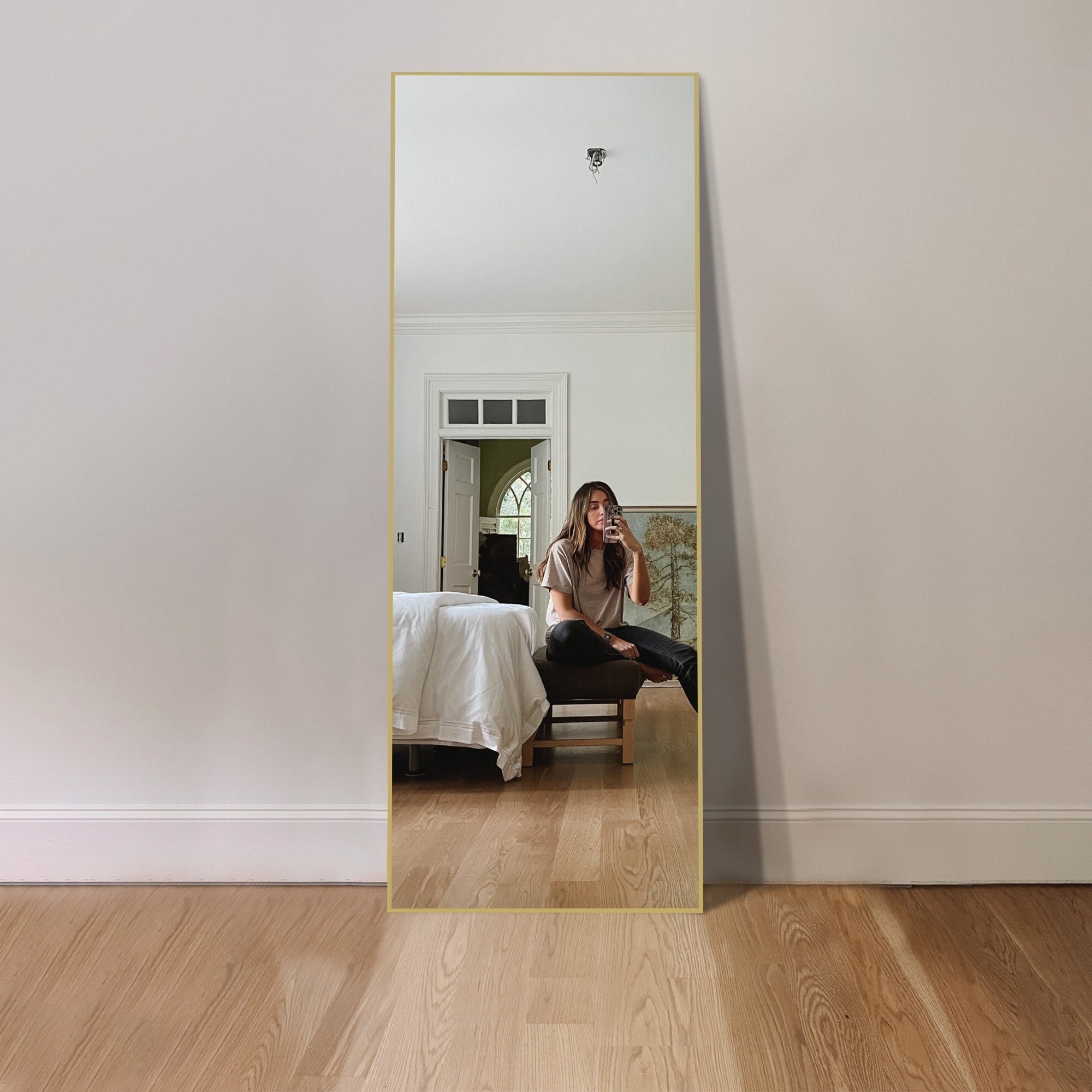 Rectangle Full Length Mirror,Floor Mirror with Stand,Hanging/Leaning