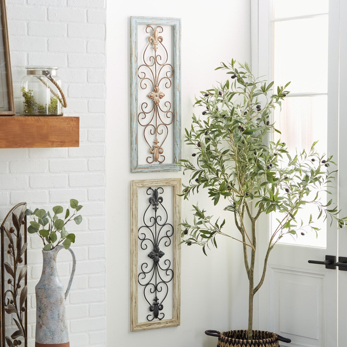 Wood Scroll Arabesque Home Wall Decor - Set of 2 Multi Colored - Roche River Decor