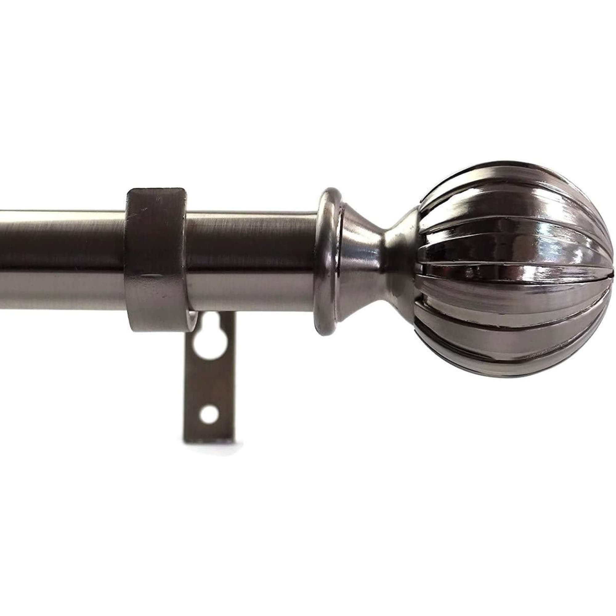 1-inch Diameter Fluted Ball Adjustable Single Drapery Curtain Rod