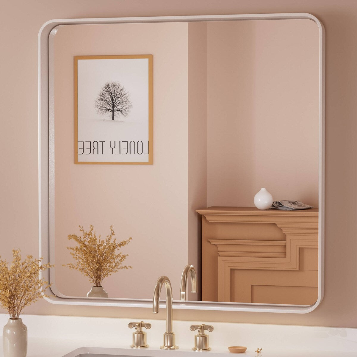 TETOTE Modern Metal Frame Wall Mounted Bathroom Vanity Mirror