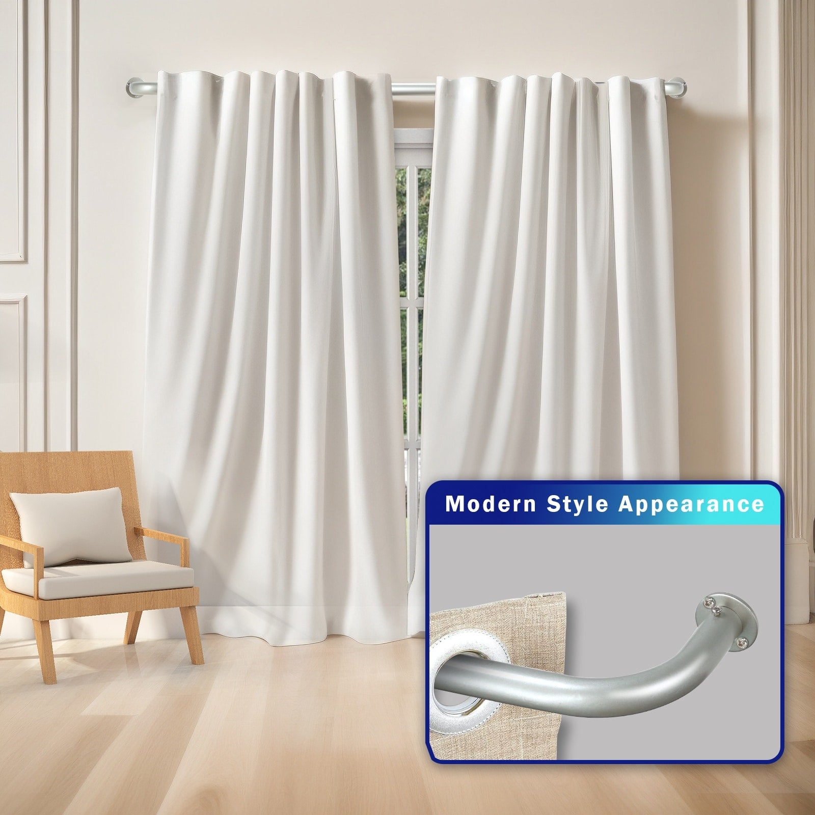 Energy-saving Wraparound Adjustable French Blackout Curtain Rod Set