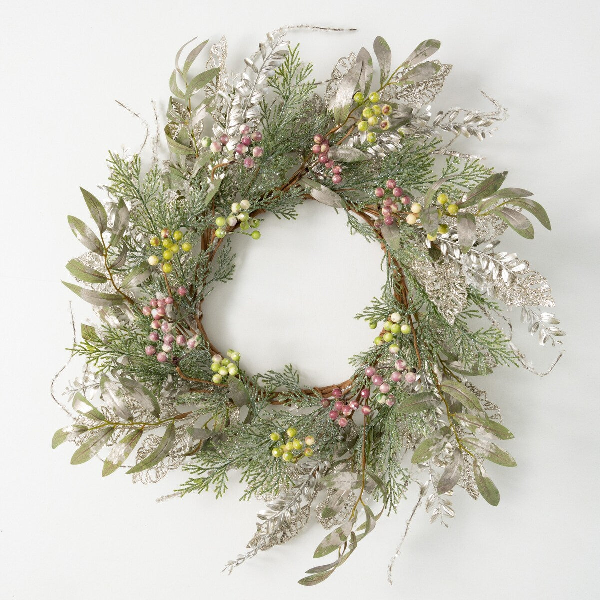 Sullivans Artificial Pine And Berry Wreath, Multicolored